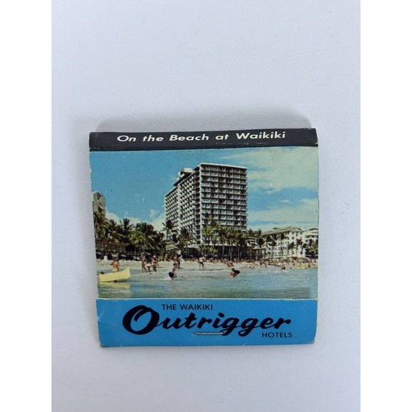 Outrigger Hotel Matchbook Empty Waikiki Hawaii Resort Vintage Kalakaua Avenue - Picture 2 of 5